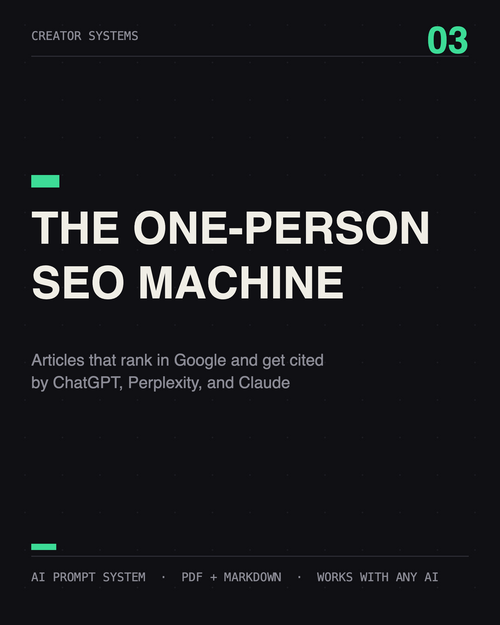The One-Person SEO Machine — SEO and AI search prompt system, product cover