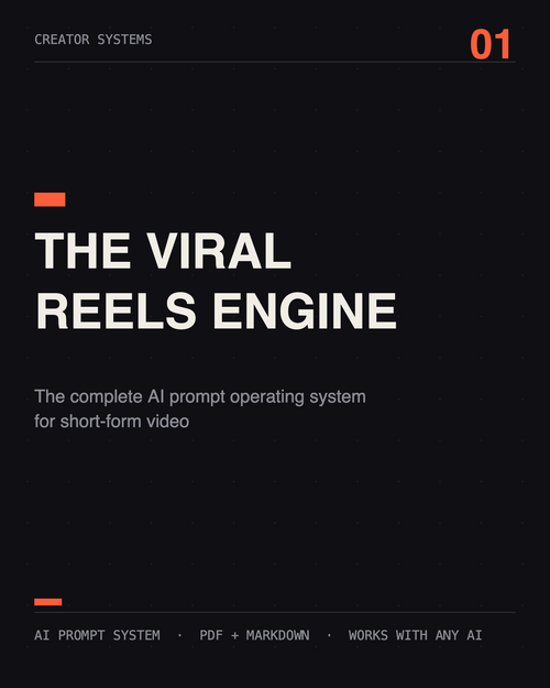 The Viral Reels Engine — AI prompt system for short-form video, product cover